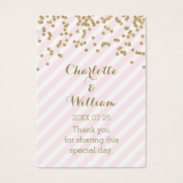 Goud Confetti Roze Strepen Bruiloft Favor Labels Visitekaartjes