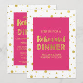 Goud Confetti Roze Wit Repetitie Diner Party Kaart (Voorkant / Achterkant)