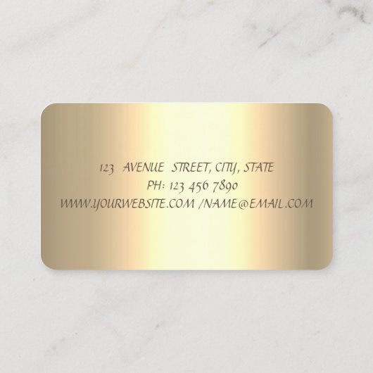 Goud Confetti, schaar, haardroger Visitekaartje (Achterkant)