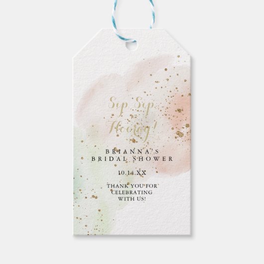 Goud Confetti Sip Hooray Vrijgezellenfeest Cadeaulabel (Voorkant)