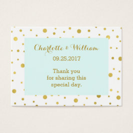 Goud Confetti Sky Blue bruiloft gunst Labels Visitekaartjes