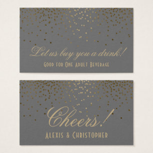Goud Confetti Stippen Grijze weddenschappen Drink Visitekaartjes