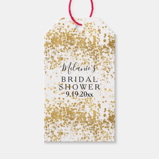 Goud Confetti Vrijgezellenfeest Cadeaulabel (Voorkant)