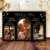 Goud Confetti Zwart Foto Bruiloft Gastenboek