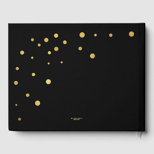 Goud Confetti Zwart Foto Bruiloft Gastenboek (Achterkant)