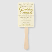 Goud & Cream Elegant Bloeiend Huwelijksprogramma Handwaaier (Voorkant)