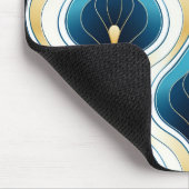 Goud, crème, blauw gekleurde Ogee Art Deco stijl Muismat (Hoek)