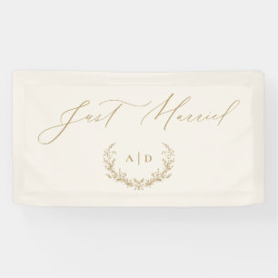 Goud & Crème Laurus Monogram Net Getrouwd Banner