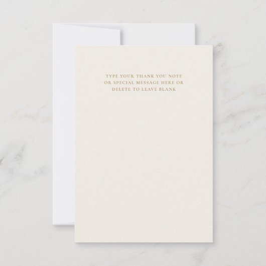 Goud & Crème Trouwdag Dank u Flat Note Kaart (Achterkant)