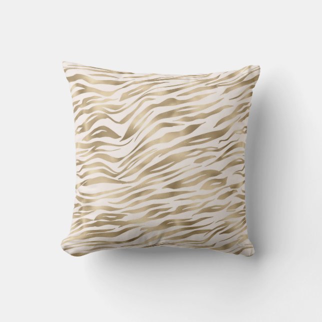 Goud Crème Zebraprint          Kussen (Voorkant)