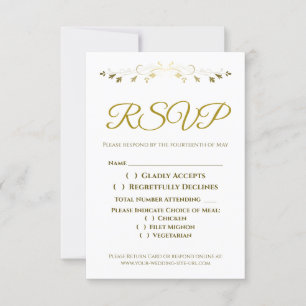 Goud Curly Filigree Grens Elegant Bruiloft RSVP Kaartje