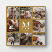  Goud Custom Family Photo Collage Monogram Fotoplaat (Voorkant)