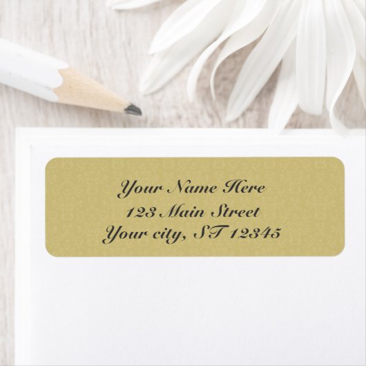 Goud Damask elegant script Etiket (Insitu)