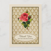 Goud Damask Roos Vrijgezellenfeest Dank u Briefkaart (Voorkant)