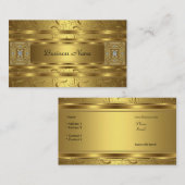 Goud Damask Zwart Bloemen Juweel Elegant Classy Visitekaartje (Voorkant / Achterkant)