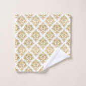 Goud  damast patroon op wit bad handdoek (Wasdoekje)