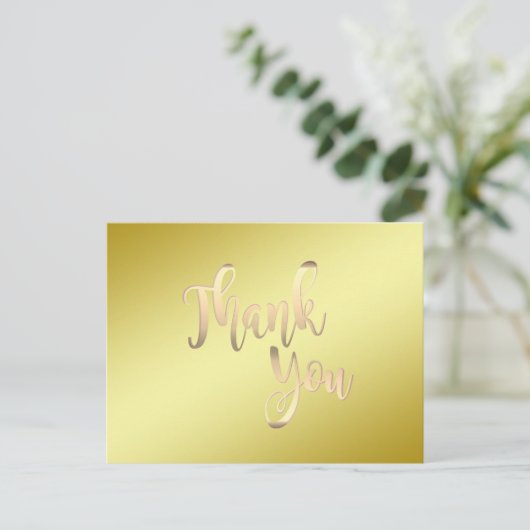 Goud Dank je Metaal Glitter Clean Briefkaart (Staand voorkant)