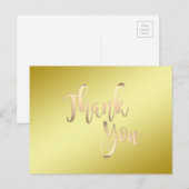 Goud Dank je Metaal Glitter Clean Briefkaart (Voorkant / Achterkant)