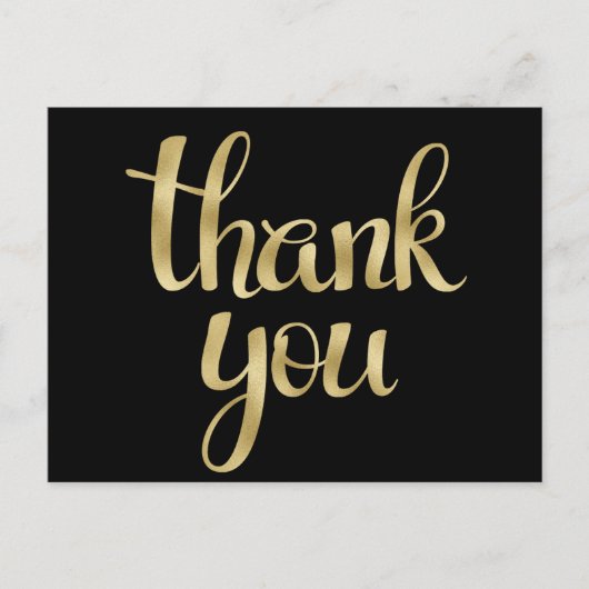 Goud dank u briefkaarten, folie lettertype briefkaart (Voorkant)