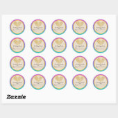 Goud Dank u Roze Paarse Blauwe Glitter achtergrond Ronde Sticker (Vel)