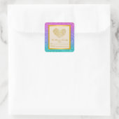Goud Dank u Roze Paarse Blauwe Glitter achtergrond Vierkante Sticker (Tas)