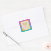 Goud Dank u Roze Paarse Blauwe Glitter achtergrond Vierkante Sticker (Envelop)
