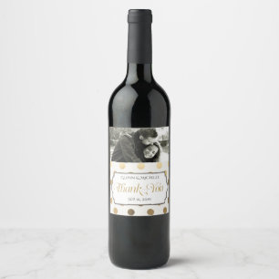 Goud dank u typografie foto aangepaste bruiloft wijn etiket