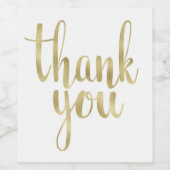 Goud dank u wijnetiketten, folie wijn etiket (Enkel label)