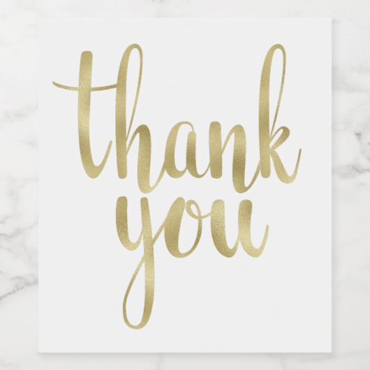 Goud dank u wijnetiketten, folie wijn etiket (Enkel label)