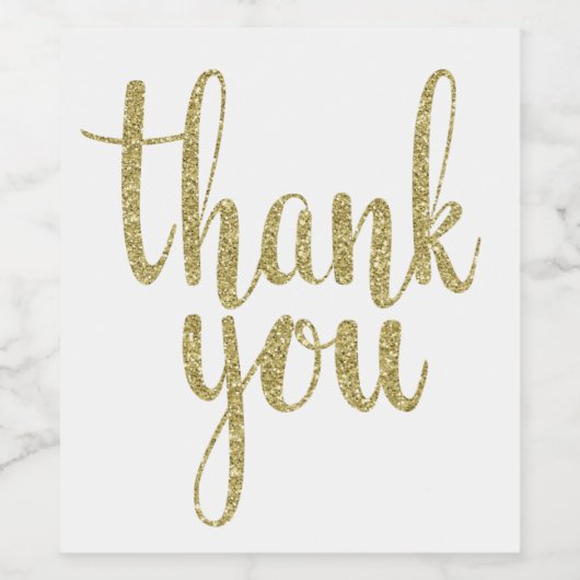 Goud dank u wijnetiketten, glitter wijn etiket (Enkel label)