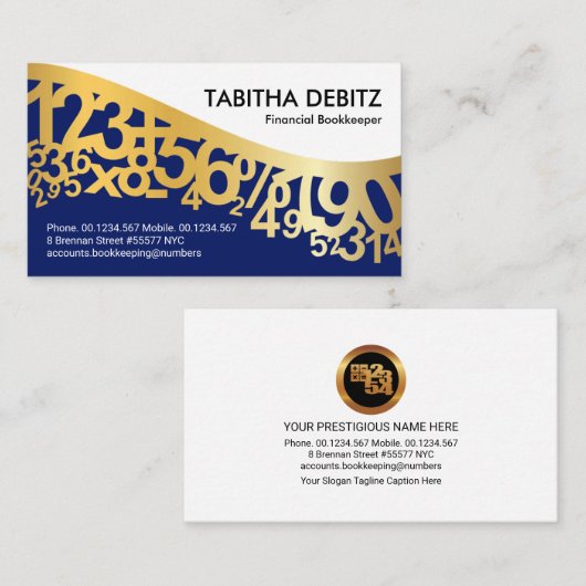 Goud Dansende Nummers Wave Visitekaartje (Voorkant / Achterkant)