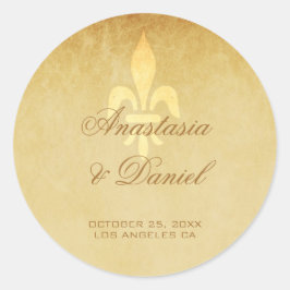  goud de luxe Franse fleur de lis bruiloft Ronde Sticker