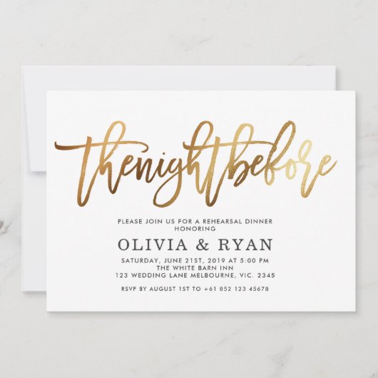 Goud de nacht voor de uitnodiging (Voorkant)