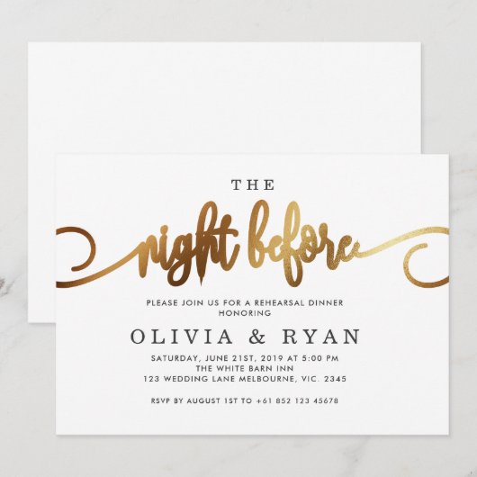 Goud de nacht voor de uitnodiging (Voorkant / Achterkant)
