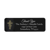 Goud decoratief kruis dank u etiket (Voorkant)