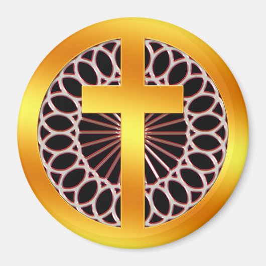 Goud decoratief kruis magneet (Voorkant)