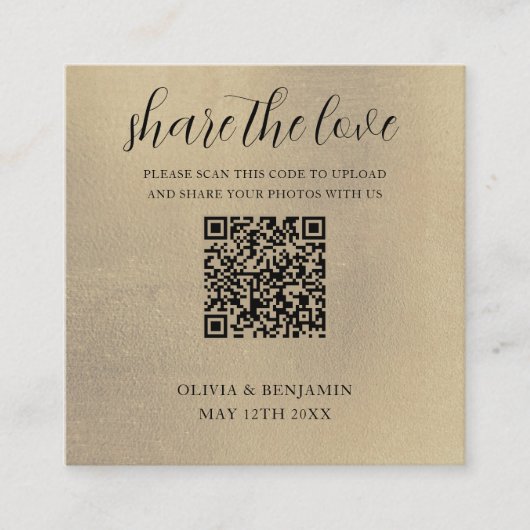 Goud | Deel de Love QR-code Informatiekaartje (Voorkant)