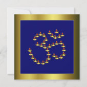 Goud Deepas in Om on Blue Kaart (Achterkant)