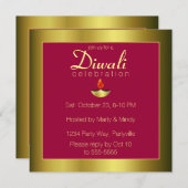 Goud Deepas in Om op Bright Bourgogne uitnodiging (Voorkant / Achterkant)