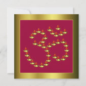 Goud Deepas in Om op Bright Bourgogne uitnodiging (Achterkant)