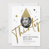 Goud Dertig 30e Verjaardag Uitnodiging met Foto (Voorkant)