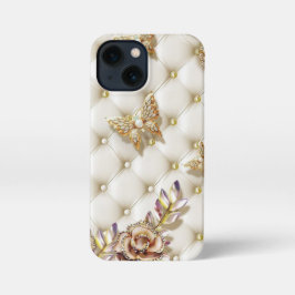 Goud & diamant Vlinder en Bloemen iPhone 13 Mini Hoesje