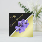 Goud, diamanten en viooltjes 75ste bruiloft Jubile Kaart (Staand voorkant)