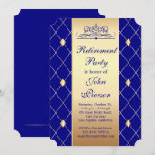 Goud diamantpatroon op blauwe Pensioenpartij Kaart (Voorkant / Achterkant)