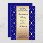 Goud diamantpatroon op blauwe Pensioenpartij Kaart (Voorkant / Achterkant)