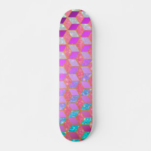 Goud-diamantvormige hexagon in pasta persoonlijk skateboard