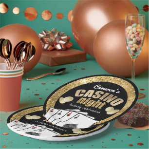 Goud Diamonds Casino Night Party Papieren Bordje