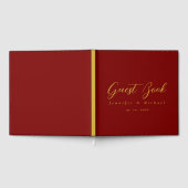 Goud & Diep Rood Kleuren Professioneel Modern Eleg Gastenboek (Volledig)