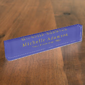 Goud & Diepblauw Kleur Professional Plain Modern Naambordje (Zijkant)