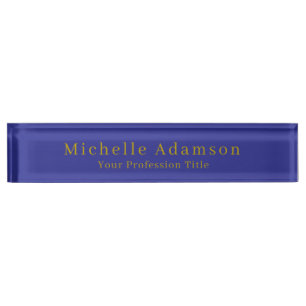 Goud & Diepblauw Kleur Professional Plain Modern Naambordje